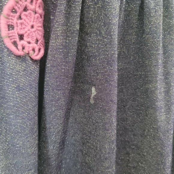 FREE PEOPLE Dress Purple Gold Metallic Strapless Floral Appliqué Ruffle Hem Sz 0 - Picture 5 of 7